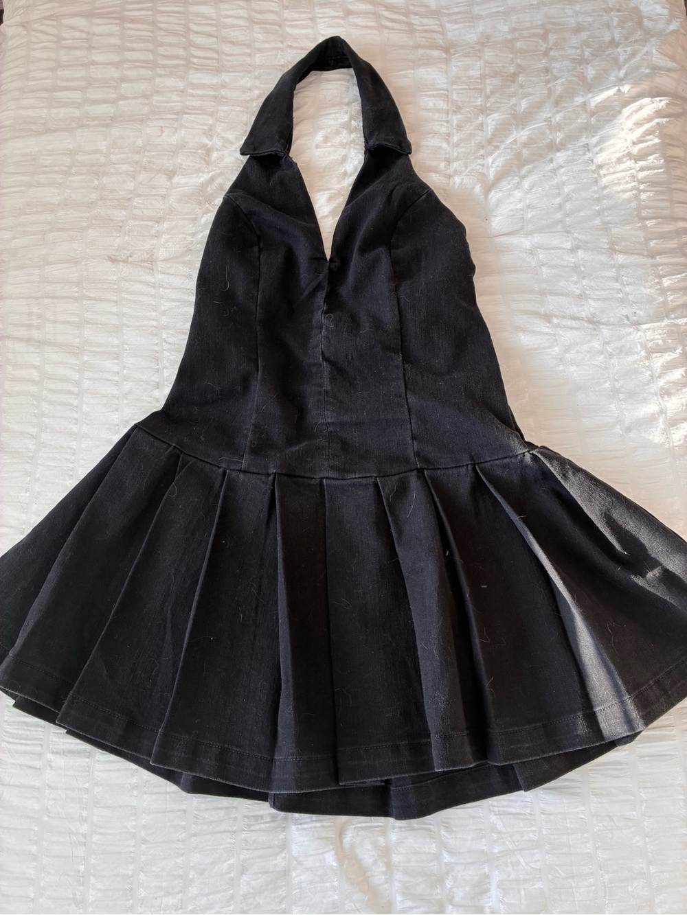 Love, Fire Fit & Flare Halter Mini Dress Black Open Back Size Large NWT